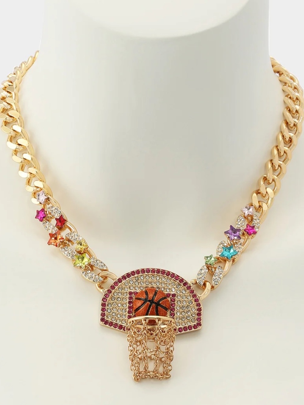 Betsey Johnson Nothing But Net Basketball Necklace New